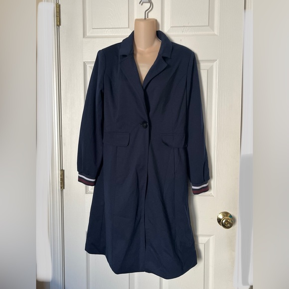 Halogen Navy Rib Trim Ponte Knit Jacket Coat Small - Picture 6 of 12